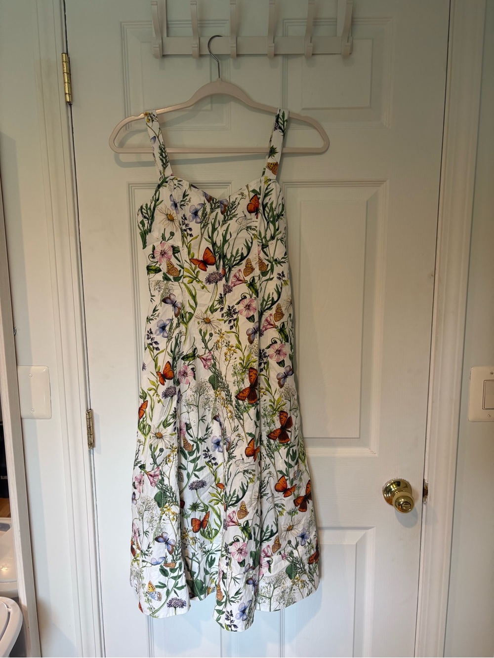 Avec Les Filles White Floral & Butterfly Midi Dress